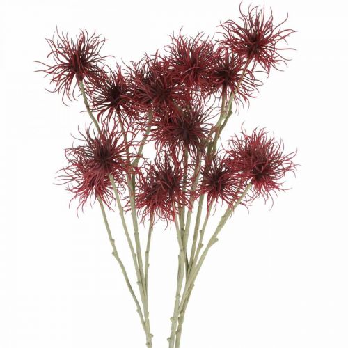 Xanthium fleur artificielle décoration d&#39;automne rouge 6 fleurs 80cm 3pcs
