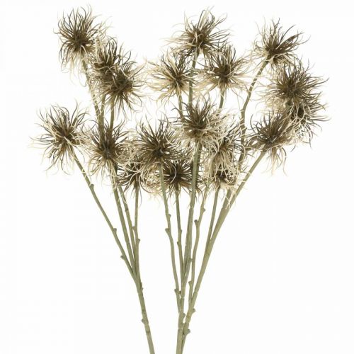 Xanthium fleur artificielle décoration d&#39;automne 6 fleurs crème, marron 80cm 3pcs