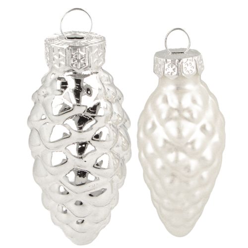 Floristik24 Cônes mixtes en verre argenté 5 cm 14 pièces
