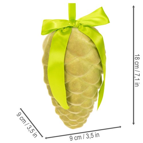 Pommes de pin décoratives à suspendre, pommes de pin floquées avec ruban et nœud, 18 cm, lot de 3 | Floristik24.be