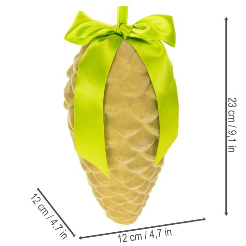 Pendentifs en forme de pomme de pin artificielle avec ruban et nœud cadeau, 23 cm, lot de 3 | Floristik24.be