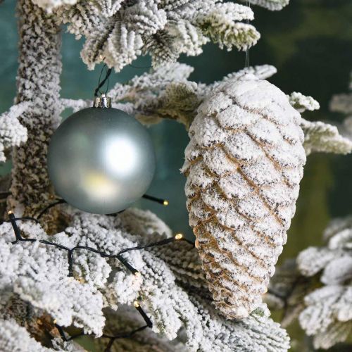 Floristik24 Grand cône décoratif à suspendre Cône de neige artificielle 23cm
