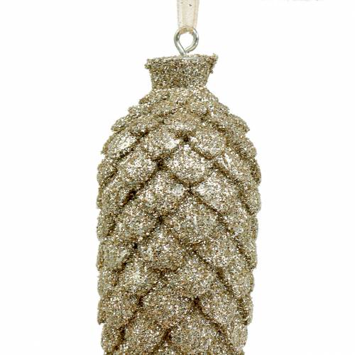 Article Arbre de noel ornement cone or scintillant 11cm 4pcs