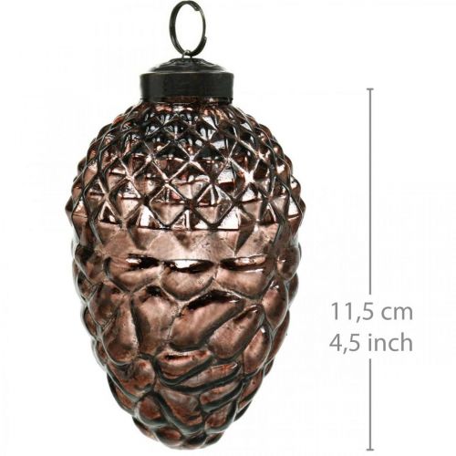 Floristik24 Cônes à suspendre, décorations d'arbres, verre véritable, décorations d'automne, optiques anciennes Ø7cm H11,5cm 6pcs