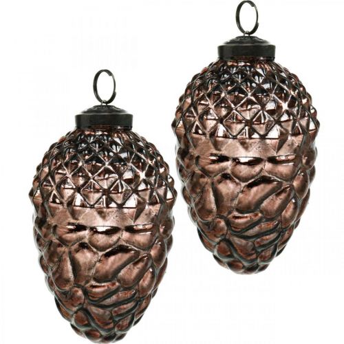Floristik24 Cônes à suspendre, décorations d'arbres, verre véritable, décorations d'automne, optiques anciennes Ø7cm H11,5cm 6pcs