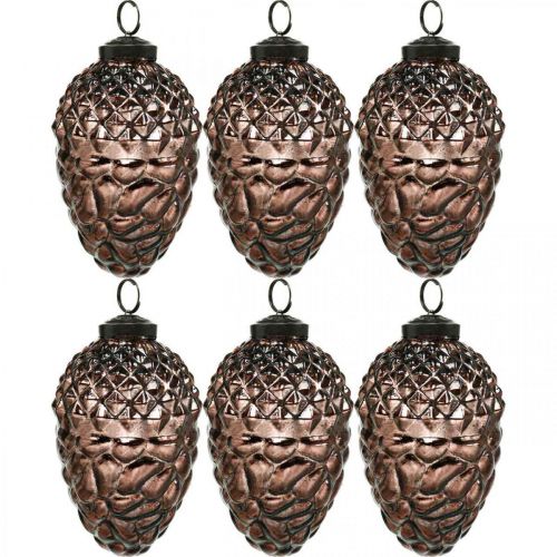 Floristik24 Cônes à suspendre, décorations d'arbres, verre véritable, décorations d'automne, optiques anciennes Ø7cm H11,5cm 6pcs