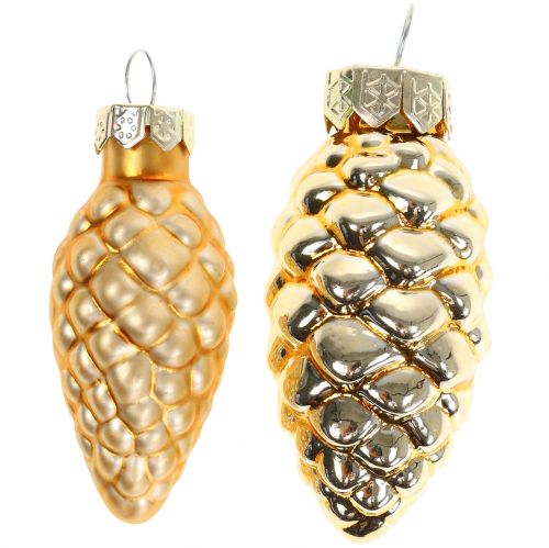 Cone mix en verre doré 5cm 14pcs
