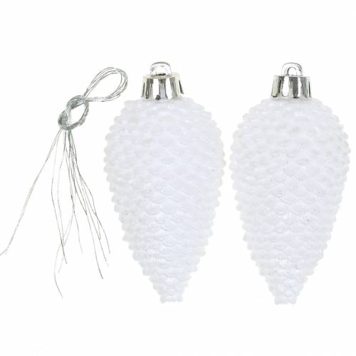 Floristik24 Cônes de décoration de sapin de Noël blanc 8cm 6pcs