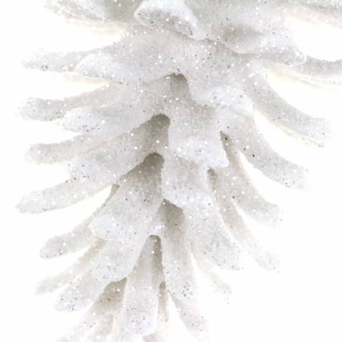 Floristik24 Décorations de sapin de Noël cônes paillettes blanches 9cm x 4.5cm 6pcs