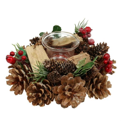 Arrangement de bougies avec cônes nature 19cm