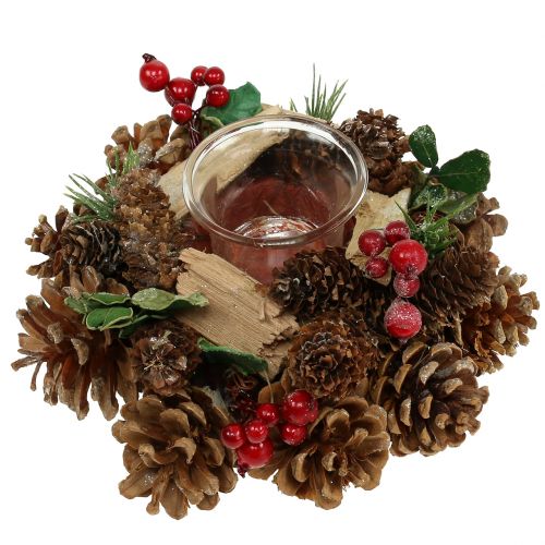 Floristik24 Arrangement de bougies avec cônes nature 19cm