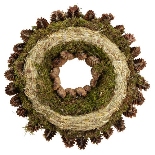 Article Couronne de cônes avec mousse Grande couronne de cônes d'épicéa Ø45cm