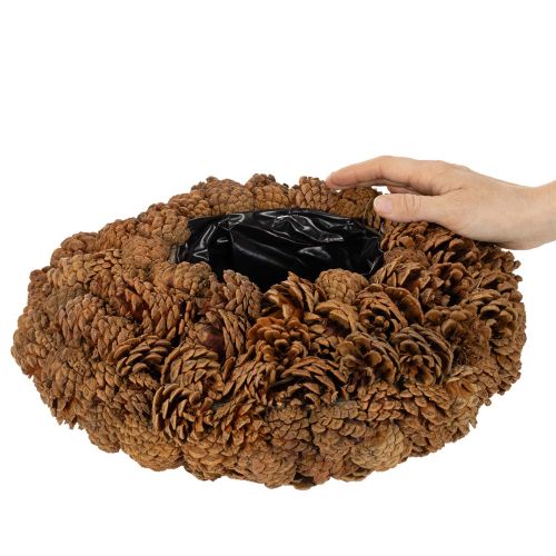 Pot rond en pomme de pin, 38 cm ; pot rond en pomme de pin, brun naturel, fabriqué à partir de pommes de pin, 38 cm x 14 cm | Floristik24.be