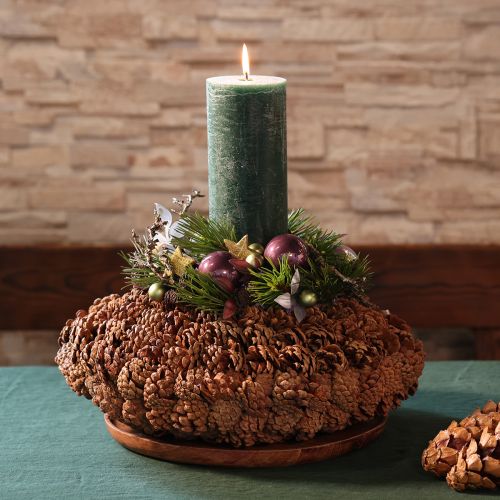 Pot rond en pomme de pin, 38 cm ; pot rond en pomme de pin, brun naturel, fabriqué à partir de pommes de pin, 38 cm x 14 cm | Floristik24.be