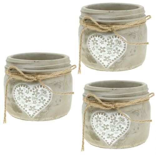 Floristik24 Pot de béton coeur Ø11,5cm 3pcs