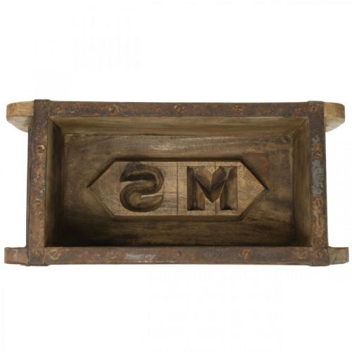 Article Décoration en bois aspect vintage forme brique marron, rouille 31×14,5cm H9cm
