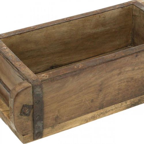 Article Décoration en bois aspect vintage forme brique marron, rouille 31×14,5cm H9cm