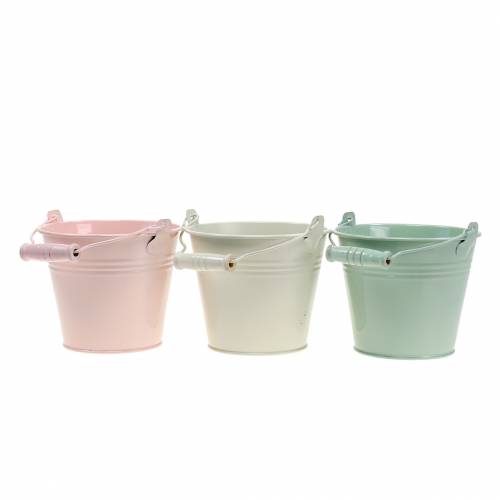 Floristik24 Seau en zinc assortiment couleurs pastel Ø10cm H8cm 10p