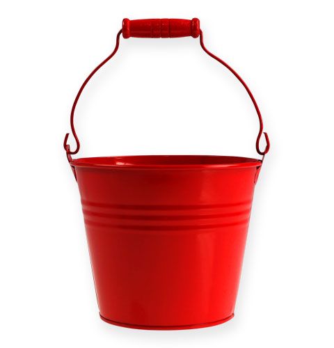 Floristik24 Seaux décoratifs en zinc rouge Ø14, H12cm 6pcs
