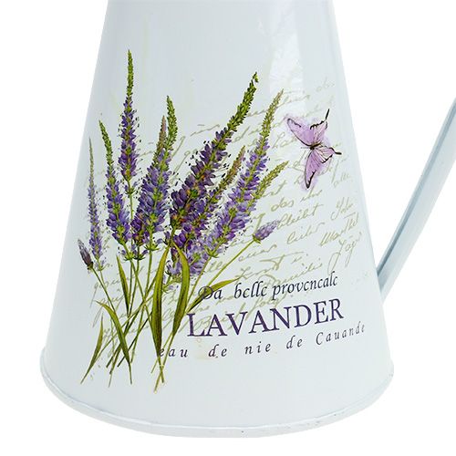 Floristik24 Carafe en zinc motif lavande H. 22 cm 1 p. blanc