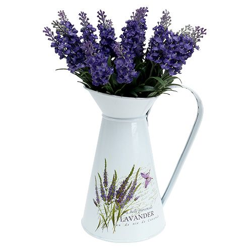 Floristik24 Carafe en zinc motif lavande H. 22 cm 1 p. blanc