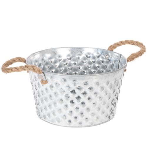 Bol décoratif en zinc, métal avec anse en corde, Ø 22 cm H 12 cm acheter | Floristik24.be