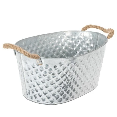 Grand bol ovale en zinc, 31 cm x 20 cm, H 15 cm | Floristik24.be