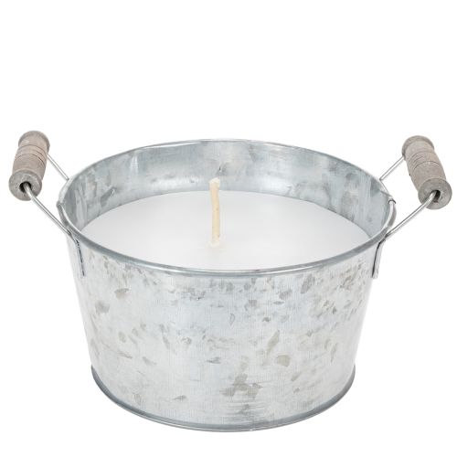 Bougie dans un seau en zinc pour une décoration d'ambiance sur terrasse et balcon, 15 cm