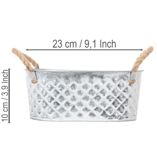 Bol ovale en zinc 23 cm x 12 cm H10,5 cm | Floristik24.be