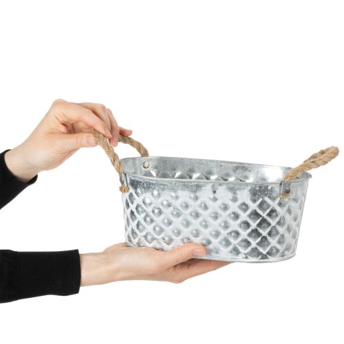 Bol ovale en zinc 23 cm x 12 cm H10,5 cm | Floristik24.be
