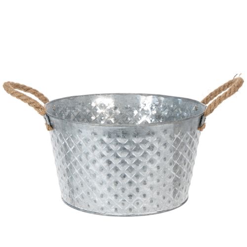 Bol rond en zinc avec anses en corde Ø28cm H16cm acheter | Floristik24.be