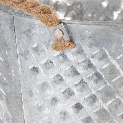 Bol rond en zinc avec anses en corde Ø28cm H16cm | Floristik24.be