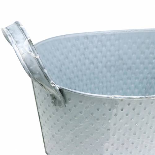 Bol en zinc ovale gris clair lavé 27x18cm H12cm | Floristik24.be
