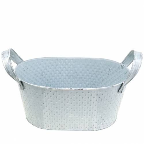 Bol en zinc ovale gris clair lavé 27x18cm H12cm | Floristik24.be