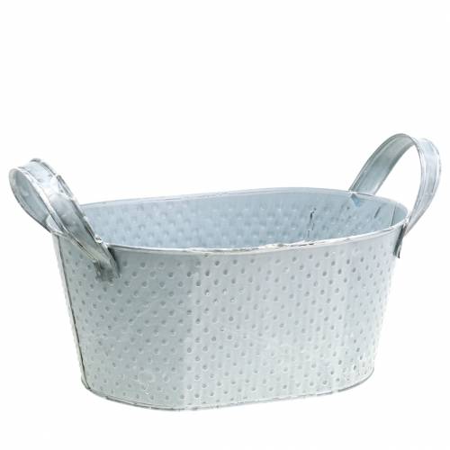 Bol en zinc ovale gris clair lavé 27x18cm H12cm | Floristik24.be