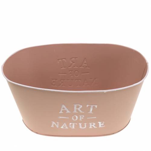 Article Jardinière ovale zinc vieux rose 27×18cm H12,5cm