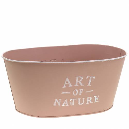 Article Jardinière ovale zinc vieux rose 27×18cm H12,5cm
