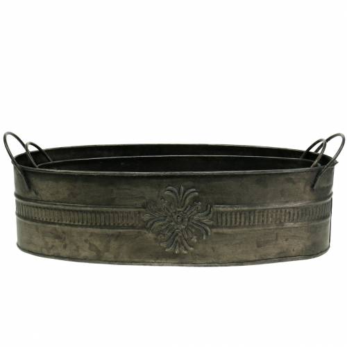 Floristik24 Bol décoratif antique ovale zinc 33,5cm / 29,5cm 2pcs