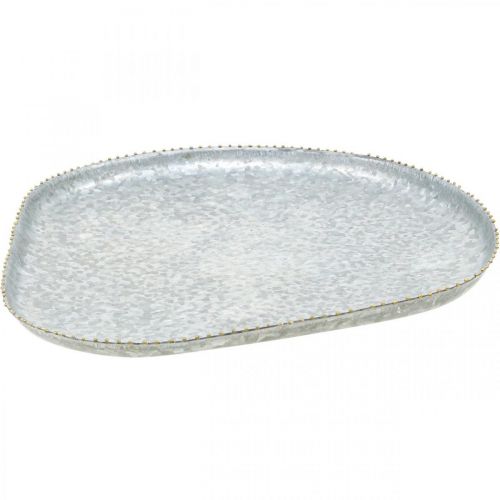 Article Plateau déco, plateau en métal, plateau en zinc, aspect antique, 30,5 cm