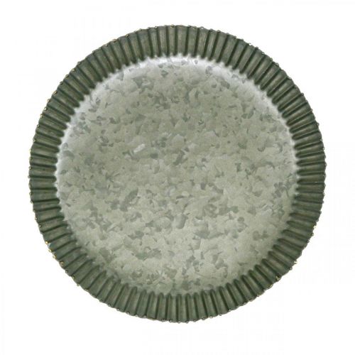 Floristik24 Assiette décorative plaque zinc plaque métal anthracite or Ø20.5cm