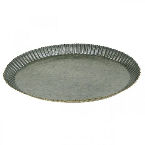 Article Assiette décorative plaque zinc plaque métal anthracite or Ø24cm