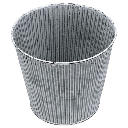 Floristik24 Pot en zinc gris strié Ø 22 cm H. 21 cm