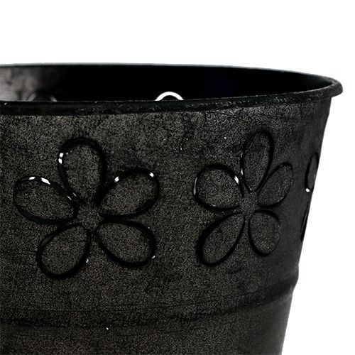 Floristik24 Pot en zinc noir avec fleurs Ø 10 cm H. 8 cm