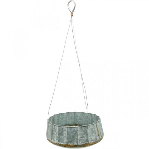 Corbeille à fleurs en métal vasque décorative zinc antique Ø25.5cm H8.5cm