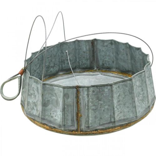 Article Corbeille à fleurs en métal vasque décorative zinc antique Ø25.5cm H8.5cm