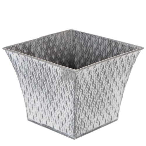 Pot en zinc à motif losanges, H15cm