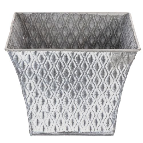 Pot en zinc à motif losanges, H15cm | Floristik24.be