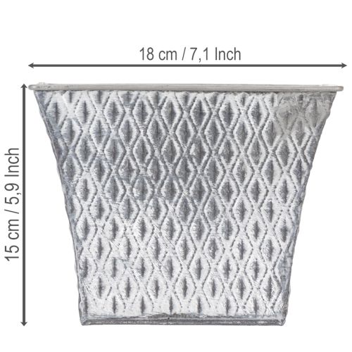 Pot en zinc à motif losanges, H15cm | Floristik24.be