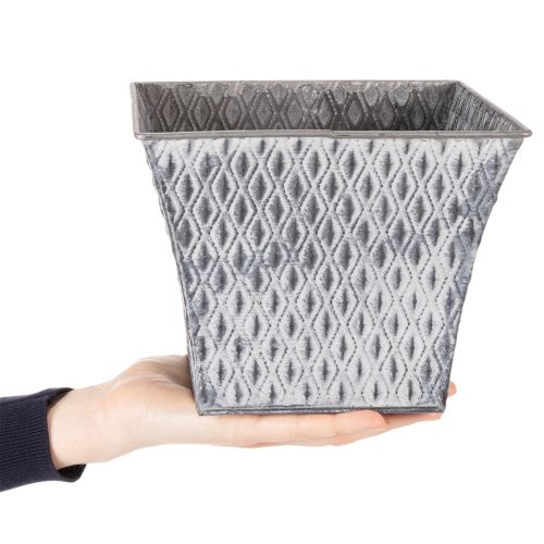 Pot en zinc à motif losanges, H15cm | Floristik24.be
