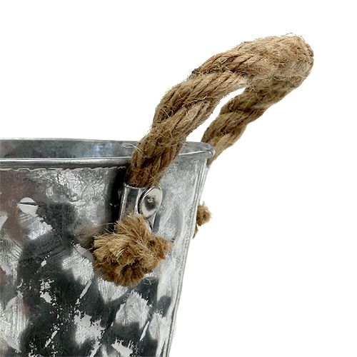 Floristik24 Pot en zinc avec poignées en corde Ø 12 cm H. 10 cm